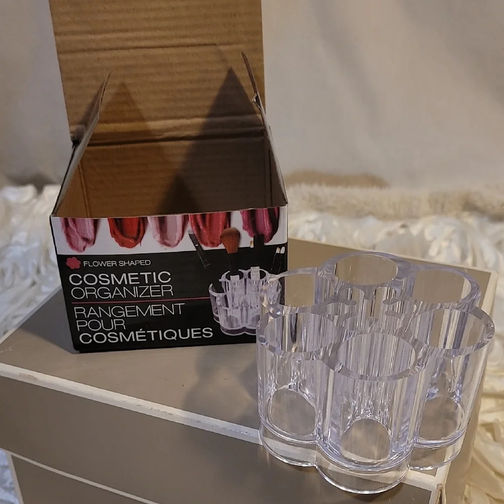 Cosmetic Organizer  Flower Shaped Clear Acrylic.